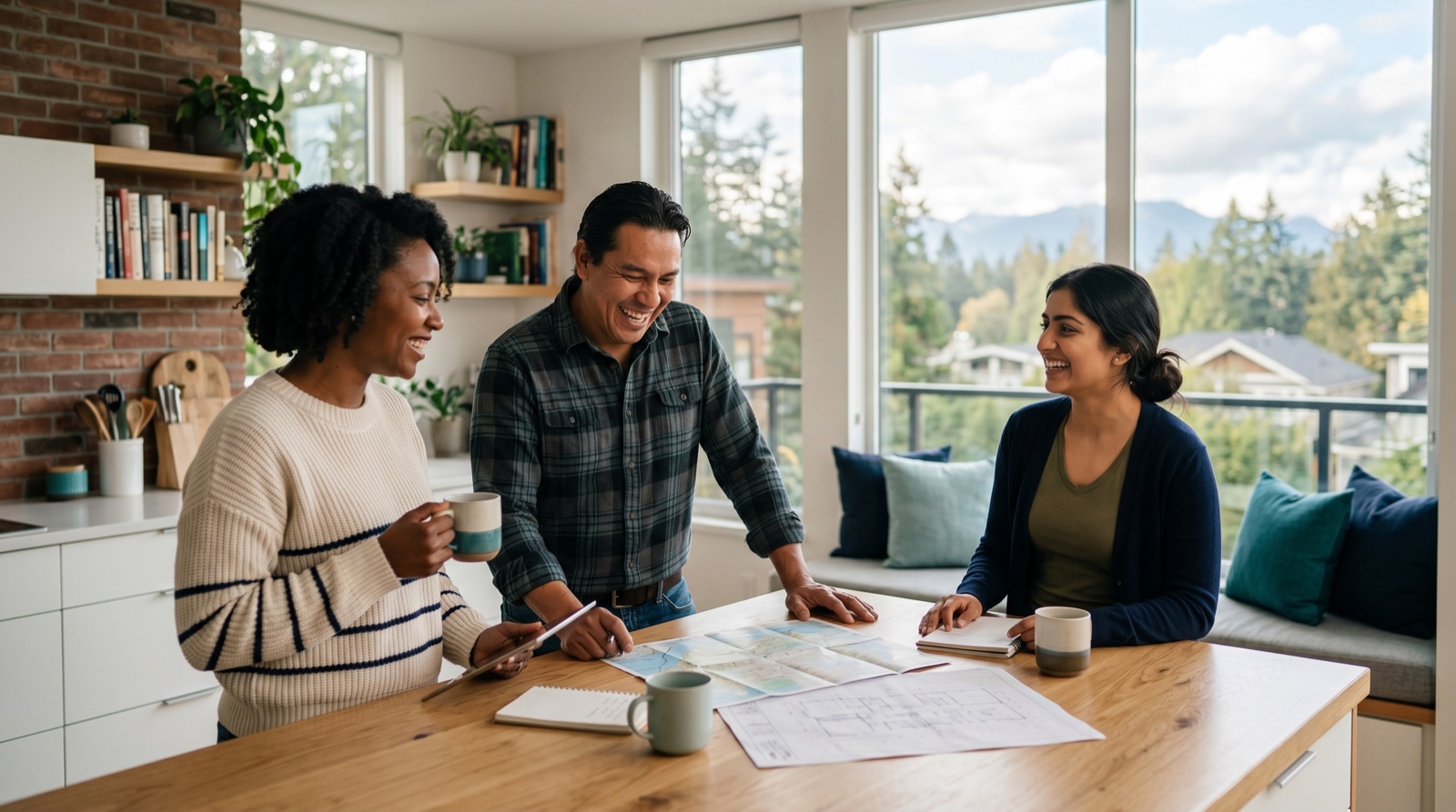 Couple reviewing mortgage and rent-to-own options with a financial advisor